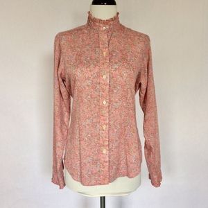 Vintage 80s Size 10 floral ruffled prairie blouse